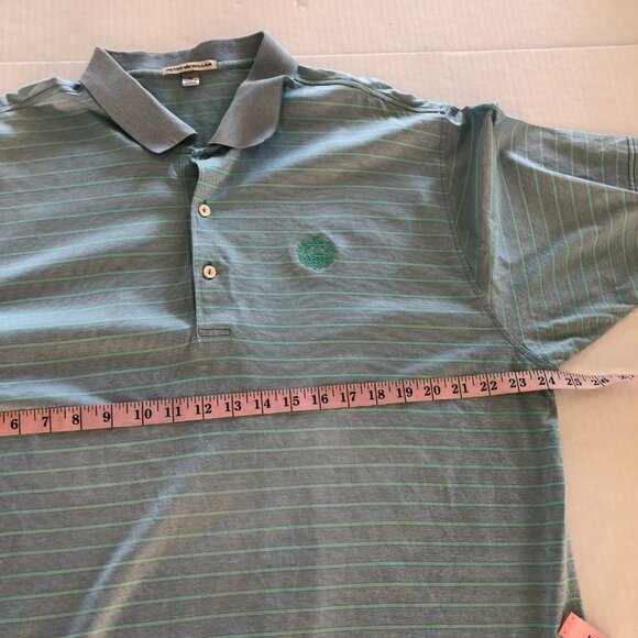 Peter Millar Men's Polo Shirt Sz XL Short Sleeve Stripped Green Blue Golf Casual - Picture 7 of 9
